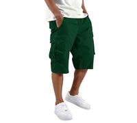 Pantaloncini da uomo in poliesterstoff, con taschen, geradem Schnitt, komfortable Passform, mit schlichtem Reisecharakter, Fuer Sommer, Alltag und Urlaub bei weichem Schnittbild, Verde scuro, L