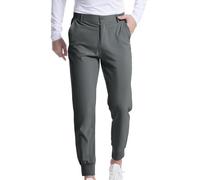 Pantaloncini da uomo in tessuto elasticizzato, modello Chino Golf Joggers, con vestibilità slim, taglio affusolato, pantaloni da lavoro, business, casual, da viaggio, con tasche, Grigio scuro, XL