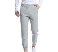 Pantaloncini da uomo in tessuto elasticizzato, modello Chino Golf Joggers, taglio Slim Fit, confezionati in stile affusolato, per business casual, viaggi e lavoro, con tasche, Grigio, M