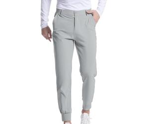 Pantaloncini da uomo in tessuto elasticizzato, modello Chino Golf Joggers, taglio Slim Fit, confezionati in stile affusolato, per business casual, viaggi e lavoro, con tasche, Grigio, M
