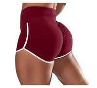 Pantaloncini da yoga da donna con elastico sul culo atletico, ad asciugatura rapida, sportivi, corti, casual, comodi, con tasche, per allenamento, palestra, yoga, ciclismo, colore nero, vino, 3XL
