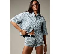 Pantaloncini di jeans a vita alta con motivo a quadri, corti e attillati, adatti per festival, spiaggia, club, streetwear, casual, stile classico, ultra mini, cool, moda retrò Y2K 25,26,27,28,29,30qua