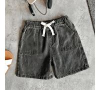 Pantaloncini di jeans ampi e morbidi da ragazzo, con vita con coulisse, per l'estate, per uso quotidiano e vacanze 6Y,7Y,4Y,5YColore unicoDenim