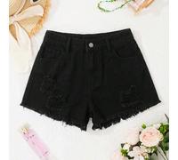 Pantaloncini di jeans per ragazze pre-adolescenti nello stile Y2K, lavaggio chiaro, casual e versatili, con strappi e orlo grezzo, adatti per l'estate, la spiaggia, le vacanze boho, i concerti estivi,