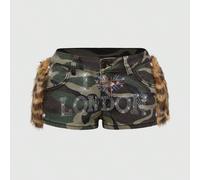 Pantaloncini di jeans super corti e sexy con stile Y2K, decorati con patchwork, mimetismo, stelle e strass, disponibili anche in taglie grandi 1XL,2XL,3XL,4XLStampa CasualeDenim