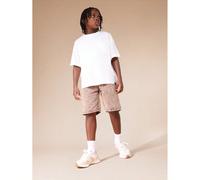 Pantaloncini di jeans vintage lavati per ragazzi pre-adolescenti con stampa a scritto sul retro e design classico a cinque tasche, casual 8Y,9Y,10Y,11Y,12YLettereDenim