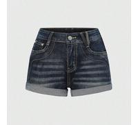 Pantaloncini di jeans Y2K fatti a vita bassa, con stampa zebrata, ricamo della luna e effetto slavato L,M,S,XSBlocchi di colore,Motivo strutturatoDenim