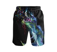 Pantaloncini Dinosaur Dinosaur with Sparkling Calzoncini da Bagno Casual Costume Uomo Mare Moda Pantaloncino per Spiaggia All'Aperto Piscina M