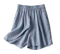 Pantaloncini Donna Cotone e Lino Estivi Palestra Shorts Sportivi Bermuda Taglie Forti con Tasche Elastico Pantaloni Corti Larghi Pantaloncino Eleganti Running Comodi Casual Gamba Larga Vita Alta