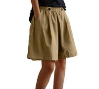 Pantaloncini Donna Estivi Sportivi Pantaloni Corti Larghi Comodi Cotone e Lino Bermuda Leggeri Elasticizzati Vita Alta Pantaloncino Gamba Larga Eleganti Curvy Taglie Forti Shorts Spiaggia Casual Baggy
