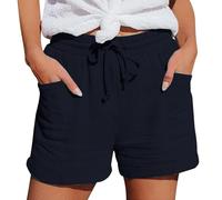 Pantaloncini Donna Lino Larghi Estivi Pantaloni Di Lino Al Ginocchio Eleganti Cotone Bermuda Con Tasche Vacanza Morbido Pantaloni Corti Taglie Forti Leggeri Vita Alta Pantaloncini Da Spiaggia