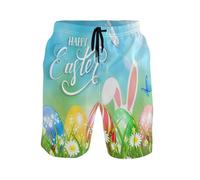 Pantaloncini Easter Bunny Eggs Butterflies Swim Shorts Asciugatura Rapid Calzoncini da Bagno Vintage Pantaloncini da Bagno per Campeggio Piscina All'Aperto S