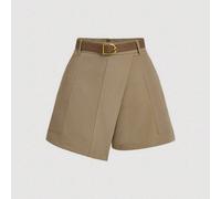 Pantaloncini eleganti color cachi con cinturino e cintura in vita, pantaloncini adatti per l'autunno e l'inverno, pantaloncini da uscire, pantaloncini retrò, pantaloncini da festival L,M,S,XSColore un