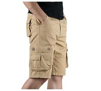 Pantaloncini estivi cargo da uomo, lunghezza al ginocchio, pantaloncini corti da uomo, in cotone, bermuda chino, taglie grandi, larghe, con 6 tasche, pantaloni sportivi per escursionisti, cachi, 5XL
