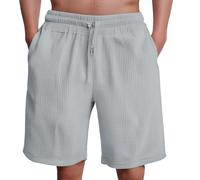 Pantaloncini estivi da spiaggia, a nido d'ape, da uomo, morbidi, comodi, estivi, leggeri, traspiranti, in vita elasticizzata, per il tempo libero, in tinta unita, grigio., XL