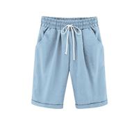 Pantaloncini estivi imbottiti, taglia 128, comodi pantaloncini corti con coulisse e leggings sportivi per bambini, Azzurro, 7-8 Jahre