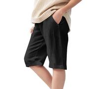 Pantaloncini estivi in cotone e lino per bambini, lunghezza al ginocchio, a vita alta, gamba larga, casual, comodi, traspiranti, morbidi, larghi, alla moda, per la casa, tutti i giorni, streetwear