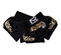 Pantaloncini flessibili da kick boxing per bambini, ideali per allenamento MMA e Muay Thai, con elastico in vita, colore nero