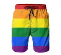Pantaloncini Gay Pride Flag Rainbow 3D Printed Swim Shorts Elastica Calzoncini da Bagno Leggeri Costume Uomo Mare per Spiaggia Piscina Vacanze Estive XL