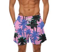 Pantaloncini hawaiani da uomo, alla moda, vestibilità larga, dritti, con coulisse, traspiranti, per lo sport, per il tempo libero, resistenti al sudore, da corsa, da ciclismo, Viola 2, XXL