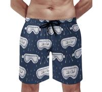 Pantaloncini hawaiani da uomo, con stampa con maschera da sci, ad asciugatura rapida, con fodera in rete, multicolore, XL