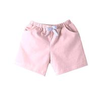 Pantaloncini in colori caramelle in cotone, pantaloni sportivi, primavera e vita elastica, comodi, casual, per studenti, asilo e ragazze curvy ragazze non cercano principi fiabeschi, Colore: rosa., 12