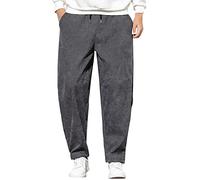 Pantaloncini in corduroy da uomo, a gamba larga, tinta unita, con coulisse, tasche, gamba dritta, pantaloni da tuta, elasticizzati in vita, casual, comodi, alla moda, a gamba larga, da corsa, Grigio