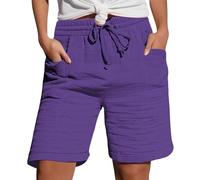 Pantaloncini in cotone e lino da donna taglie forti estivi al ginocchio da spiaggia bermuda da donna larghi casual pantaloni Capri comodi pantaloni corti da salotto con tasche coulisse elastico in