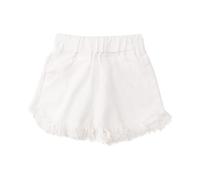 Pantaloncini in denim da ragazza a vita media gamba dritta orlo grezzo Jorts per bambini Tween Solido elastico in vita sfilacciato Pull on Pantaloni corti Spiaggia Tasche allentate Vestiti alla moda