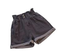 Pantaloncini in denim per le donne a vita alta hot pants pantaloncini da donna jeans comodi in cotone gamba larga denim gamba corta arrotolata in vita alta elastica denim corto con tasche tronchi