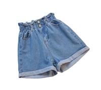 Pantaloncini in denim per le donne a vita alta hot pants pantaloncini da donna jeans comodi in cotone gamba larga denim gamba corta arrotolata in vita alta elastica denim corto con tasche tronchi