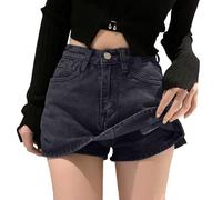 Pantaloncini in jeans da donna Y2K, minigonna alla moda, casual, con pantaloni corti, con linee ad A, mini eleganti jeans streetware, a vita alta, in denim, estivi, a vita alta, sexy