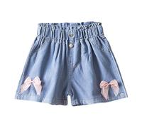 Pantaloncini in jeans da ragazza,Pantaloncini Casual con Tasche Estate Corti Strappati Elasticizzati Ampio Bermuda a Vita Elastica Estivi Denim Shorts Gamba Larga per bambini e adolescenti, 3-16 anni