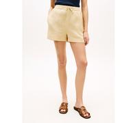 Pantaloncini in lino con elastico in vita Beige M Tinta unita