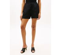 Pantaloncini in lino con elastico in vita Nero L Tinta unita