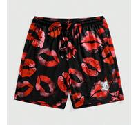 Pantaloncini in rete con stampe di San Valentino/Amore/Coppie/Cuore/XOXO/Baci/Abbracci e Baci/Sei Mio/Tesoro/Bebè/Bacio/Labbra/Cuore/Cupido/Angelo/Rosa/Sorriso/Farfalla/Ciliegia/Fragola/Rosa 3D/Fiore/