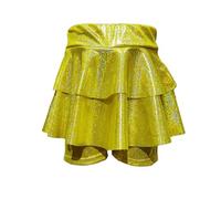 Pantaloncini in rete da danza per ragazze, con paillettes, gonna gonfia sopra i pantaloncini per prestazioni da ragazza da spiaggia (oro, 9-10 anni)