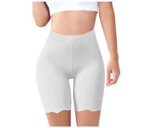 Pantaloncini intimi da donna a vita alta pantaloncini estivi per sotto i vestiti anti sfregamento morbido pizzo Trim Trendy Boy Shorts Biker Short, bianco, L