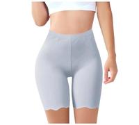 Pantaloncini intimi da donna a vita alta pantaloncini estivi per sotto i vestiti anti sfregamento morbido pizzo Trim Trendy Boy Shorts Biker Short, Azzurro, L