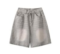 Pantaloncini Jeans da uomo a taglio dritto, Bermuda con chiusura a bottone con zip, pantaloncini e bermuda Baggy in denim con passanti in cintura e tasche a mezza lunghezza, per primavera, estate