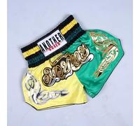 Pantaloncini Kickboxing unisex con tessuto traspirante ideale per la partecipazione sportiva attiva (L verde+giallo)