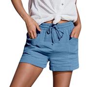 Pantaloncini Lino Donna Estivo, Bermuda Donna Estivi Shorts Donna Cotone con Elastico Pantaloni Corti Leggeri Pantaloncino Mare Leggero Casual Short Lino Donna per La Spiaggia Il Tempo Libero