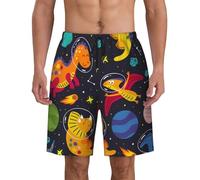 Pantaloncini Mare Uomo con Fodera A Rete, Dinosaurs in Space, Costumi da Bagnos Casuale Surf Pantaloncini Spiaggia Piscina, Vacanza S