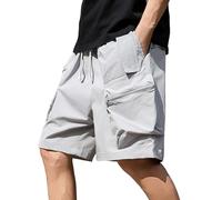 Pantaloncini Mare Uomo - da Uomo Sistema Estivo Casual Hundred Sports Stowable Traspirante Beach Five Pants (Include Borsa Portaoggetti) (Light Gray XXL)