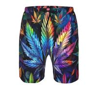 Pantaloncini Marijuana Cannabis Leaves Psychedelic Trippy Rainbow | Swim Shorts Moda Calzoncini da Bagno Per Campeggio