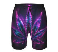 Pantaloncini Marijuana Cannabis Trippy Psychedelic Neon Purple | Pantaloncini da Bagno Moda Calzoncini da Bagno Per Piscina