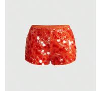 Pantaloncini mini da donna a vita super bassa, con paillettes luccicanti, adatti per l'estate, la spiaggia, la laurea, la Pasqua, i concerti, le vacanze a Nashville, il ballo di fine anno, lo stile pu