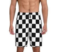 Pantaloncini morbidi di sonno degli uomini bianchi e neri del plaid, comodi salotti che dormono i pantaloni degli indumenti da notte respirabili di estate