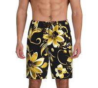 Pantaloncini morbidi di sonno degli uomini dei fiori dell'oro e del nero, comodi salotti che dormono i pantaloni degli indumenti da notte traspiranti di estate