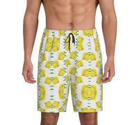 Pantaloncini morbidi di sonno degli uomini del limone giallo, comodi salotti che dormono i pantaloni degli shorts di sonno respirabili di estate, Nero , L